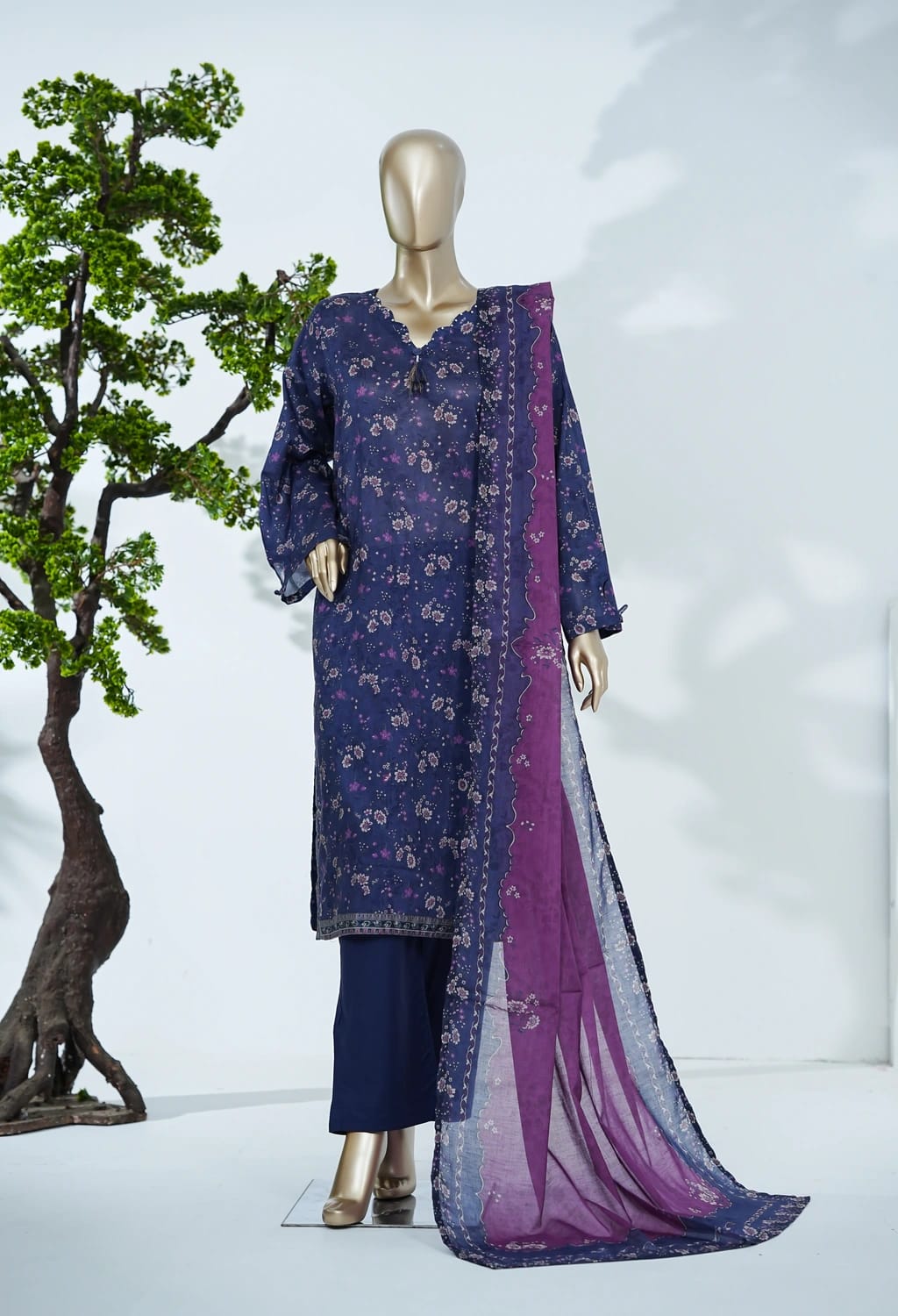 Binsaeed Lawn Printed 3pc (LSM0153)