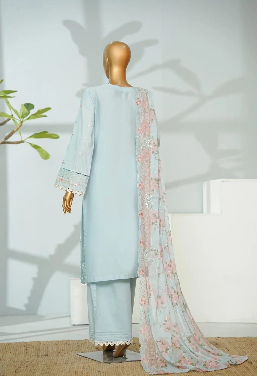 BinsaeedLawn Embroided 3pc (D-50-A)