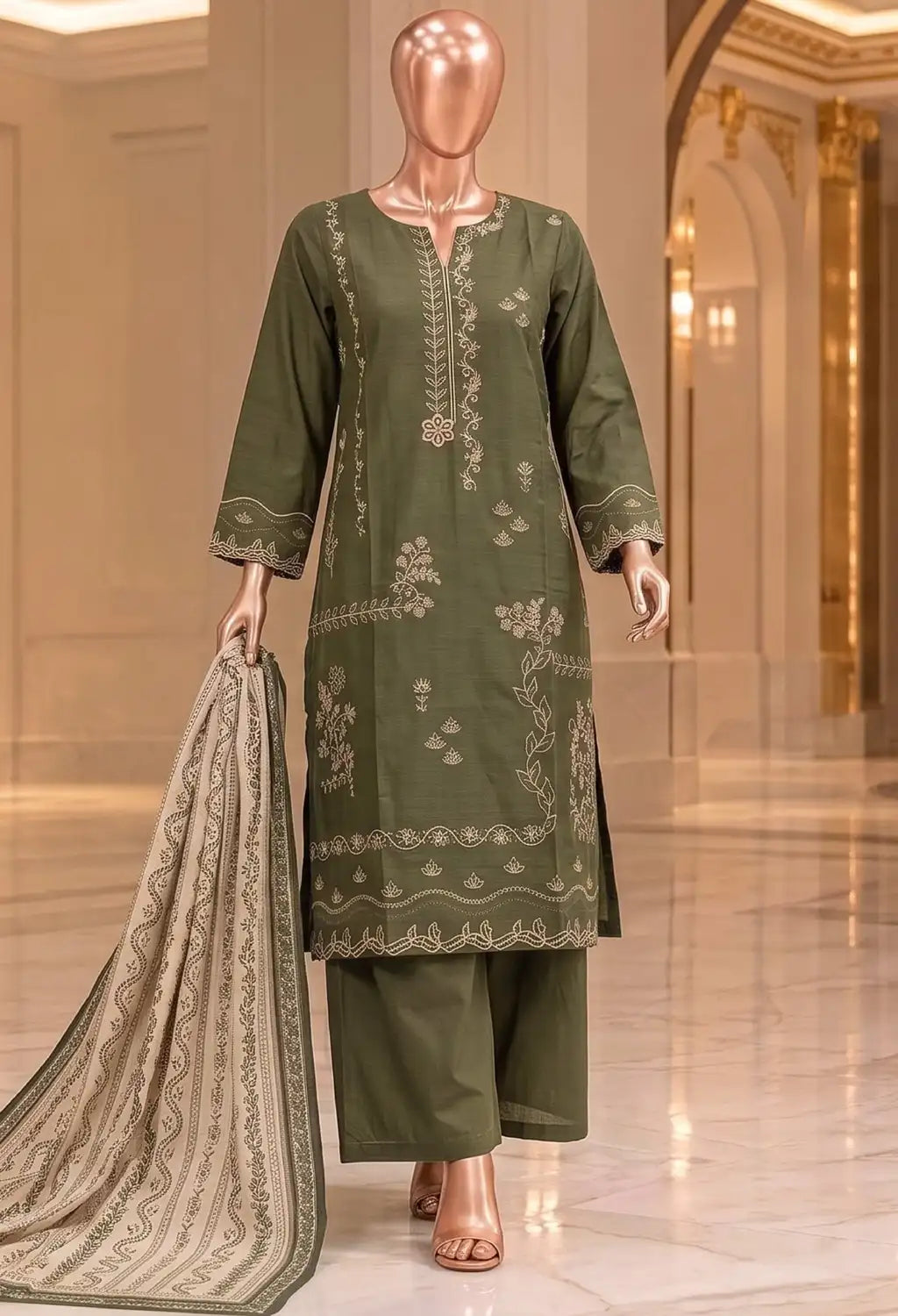BIN SAEED 3PC EMBROIDERED KHADDAR AYZEL COLLECTION