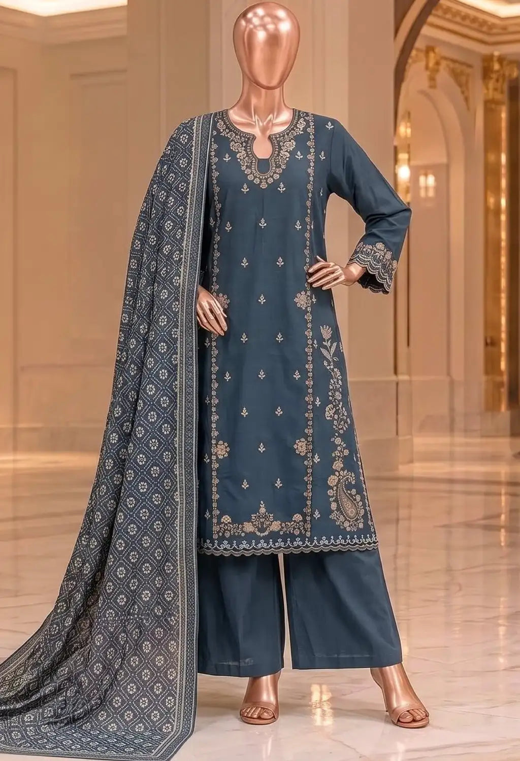 BIN SAEED 3PC EMBROIDERED KHADDAR AYZEL COLLECTION