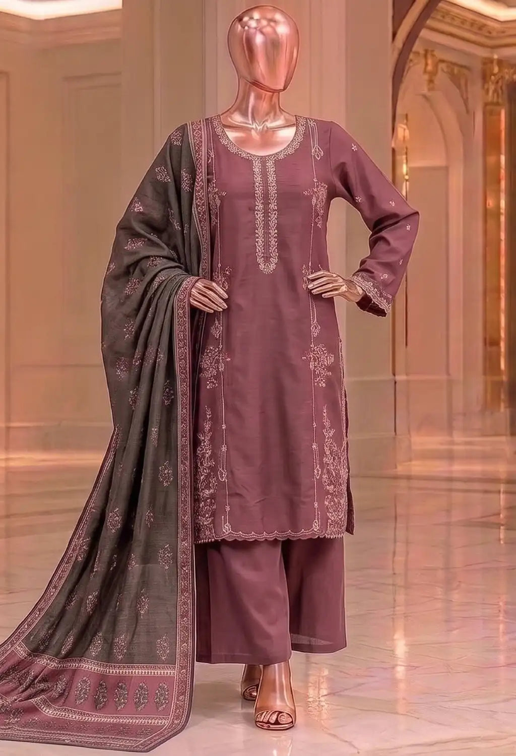 BIN SAEED 3PC EMBROIDERED KHADDAR AYZEL COLLECTION