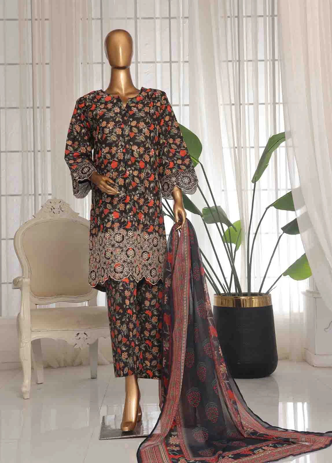 Multi Color Lawn Chikankari 3 Piece (25LCKWCK024)
