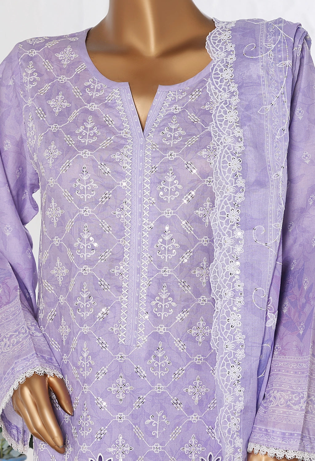 Binsaeed Stitched Purple Embroidered Lawn 3pc (NSM 0228-AED)