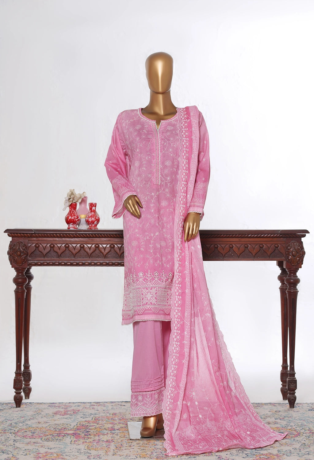 Binsaeed Stitched Purple Embroidered Lawn 3pc  (NSM 0225-BED)