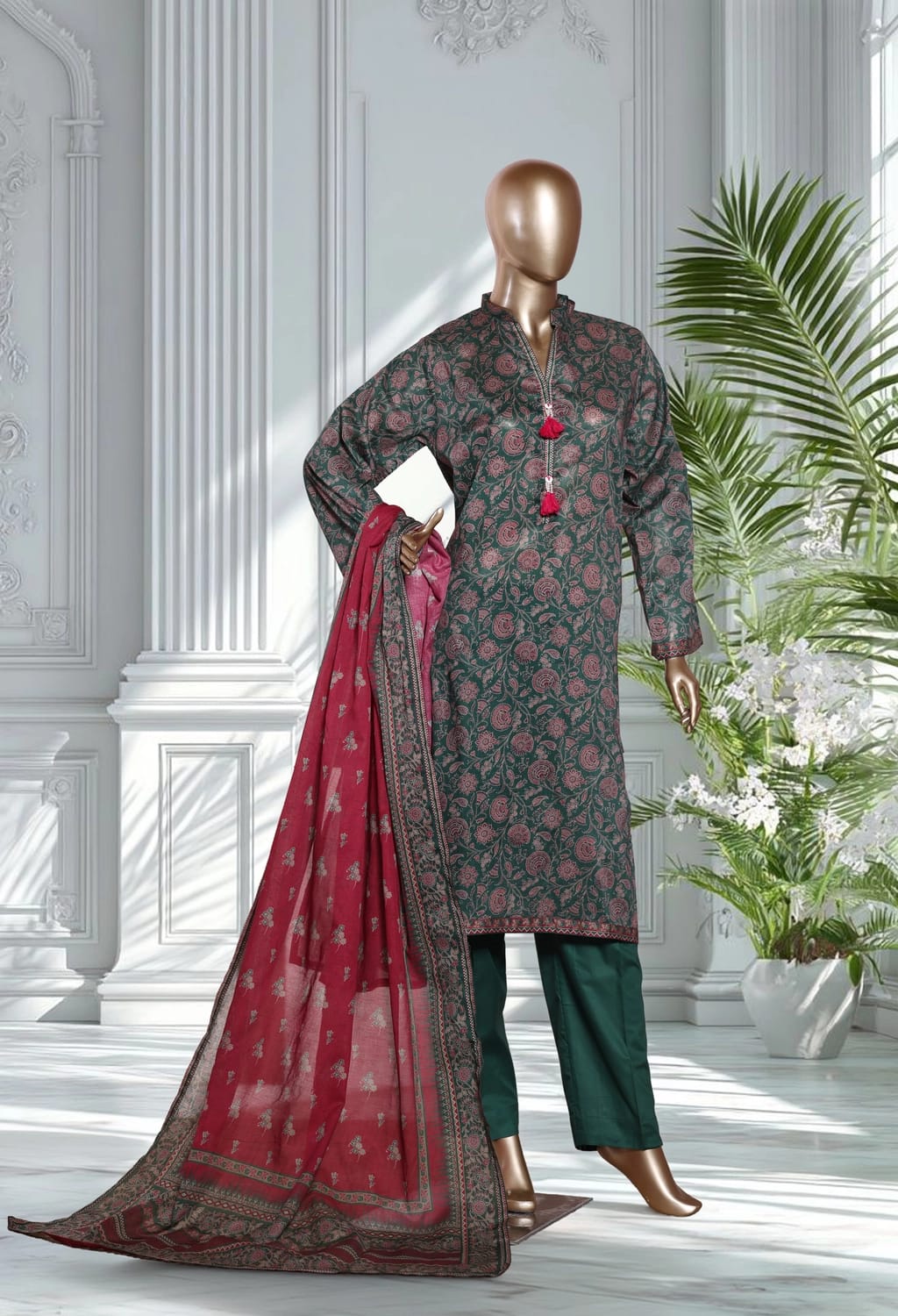 Binsaeed Lawn Printed 3pc (LSM101)