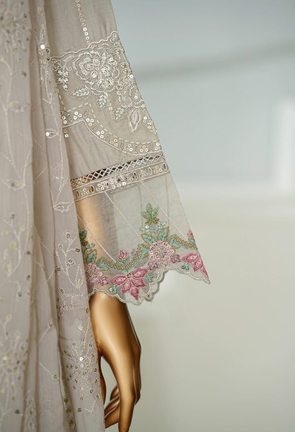 Bin saeed Stithed Plain Cotton 3pc (D 028-B)