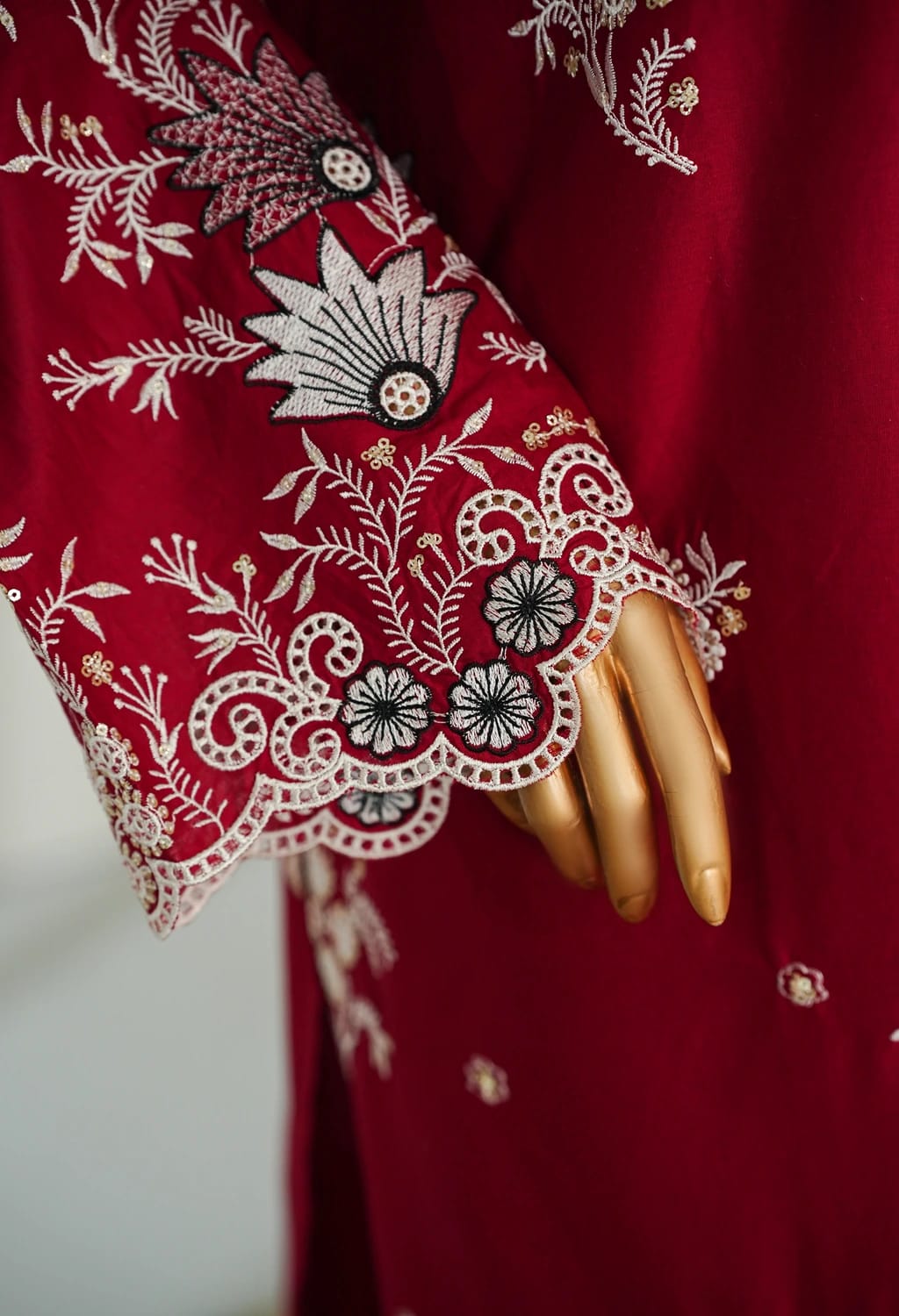 Bin saeed Stithed Plain Cotton 3pc (D037-B)