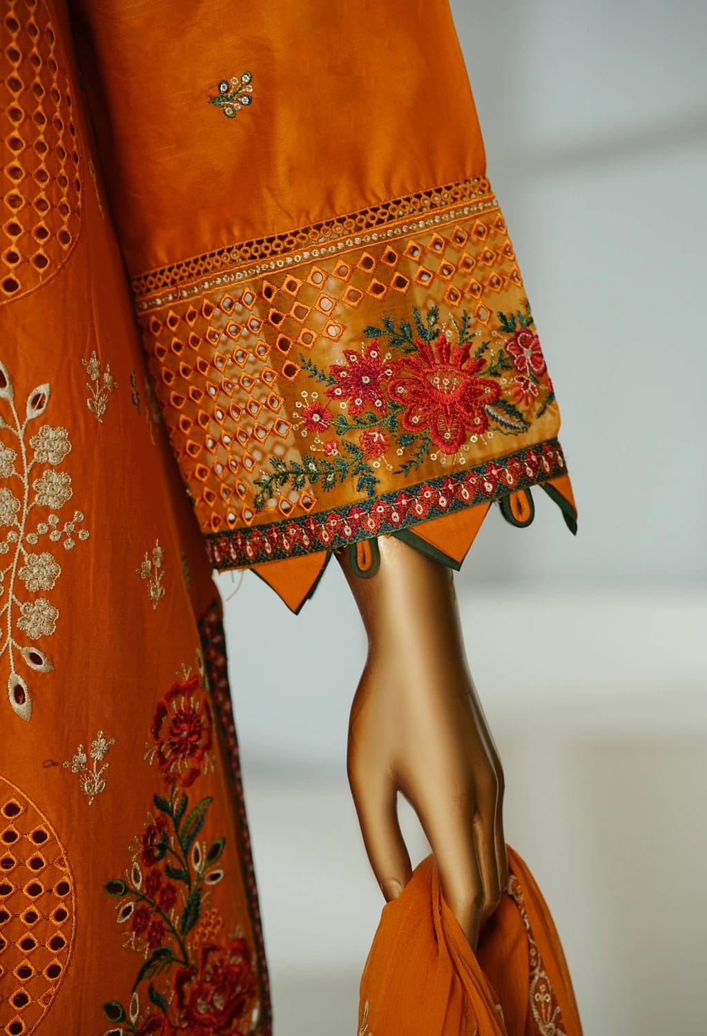 Bin saeed Stithed Plain Cotton 3pc (D038-O)