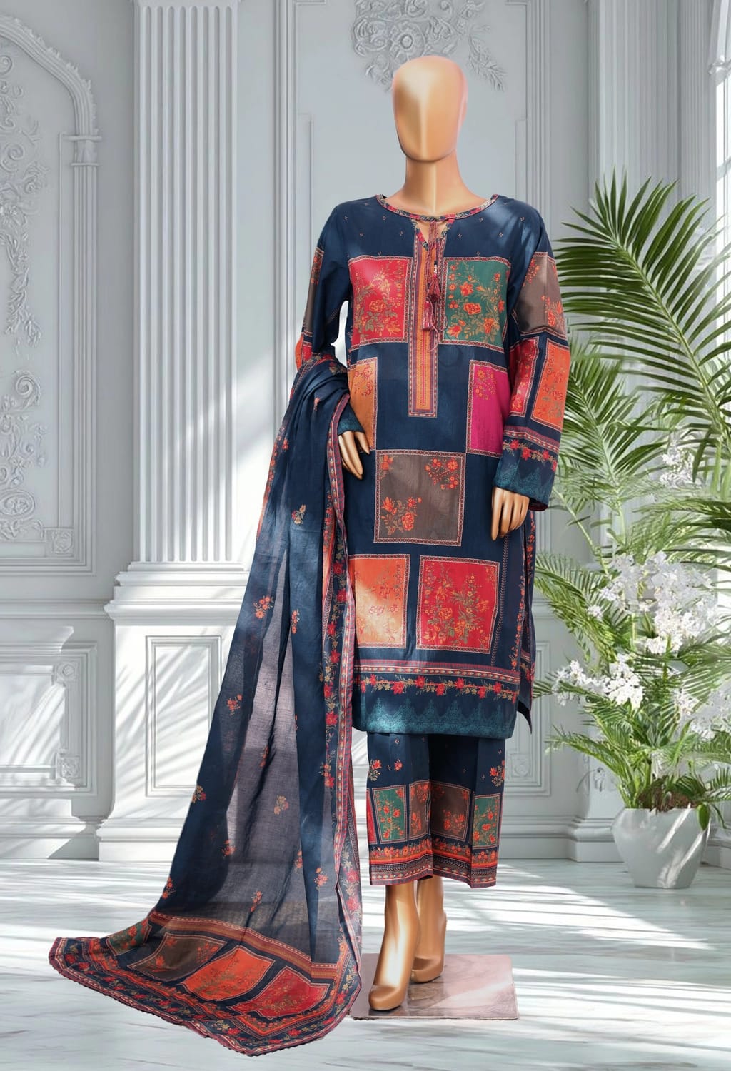 Binsaeed Lawn Printed 3pc (LSM087)