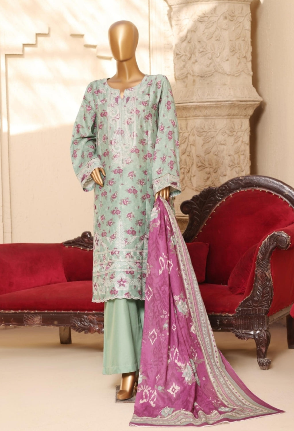 BIN SAEED EXCLUSIVE EMBROIDERED 3PC LSM 0353