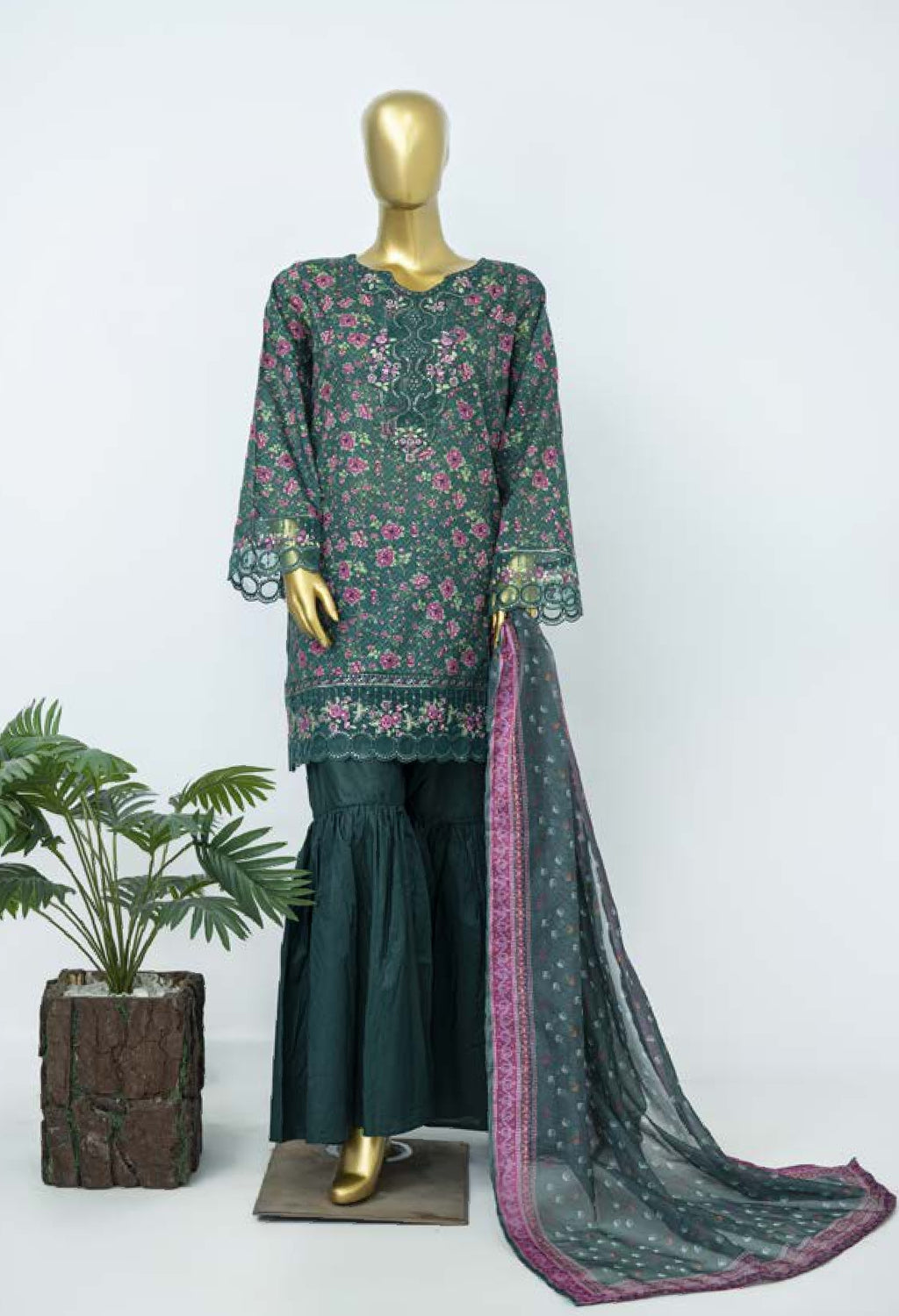 BIN SAEED EXCLUSIVE EMBROIDERED 3PC  COLLECTION 07