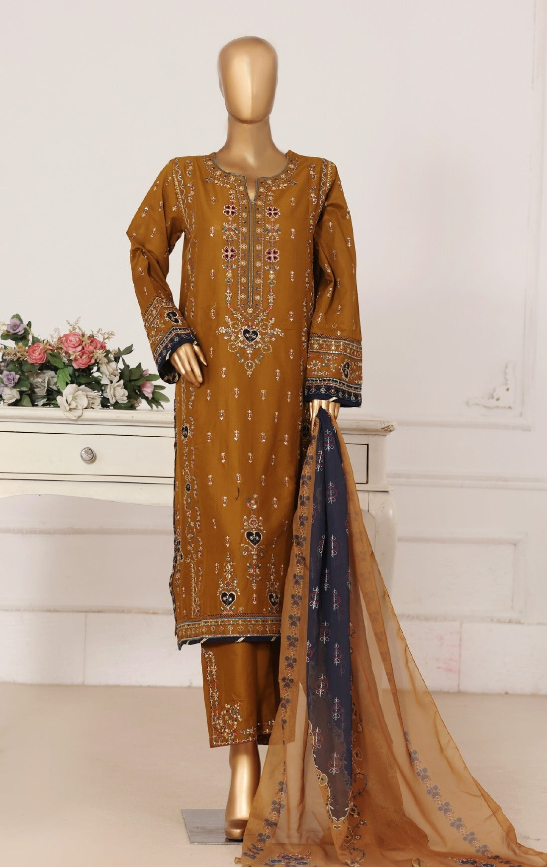 Binsaeed Lawn Embroided 3pc (D2570-O)