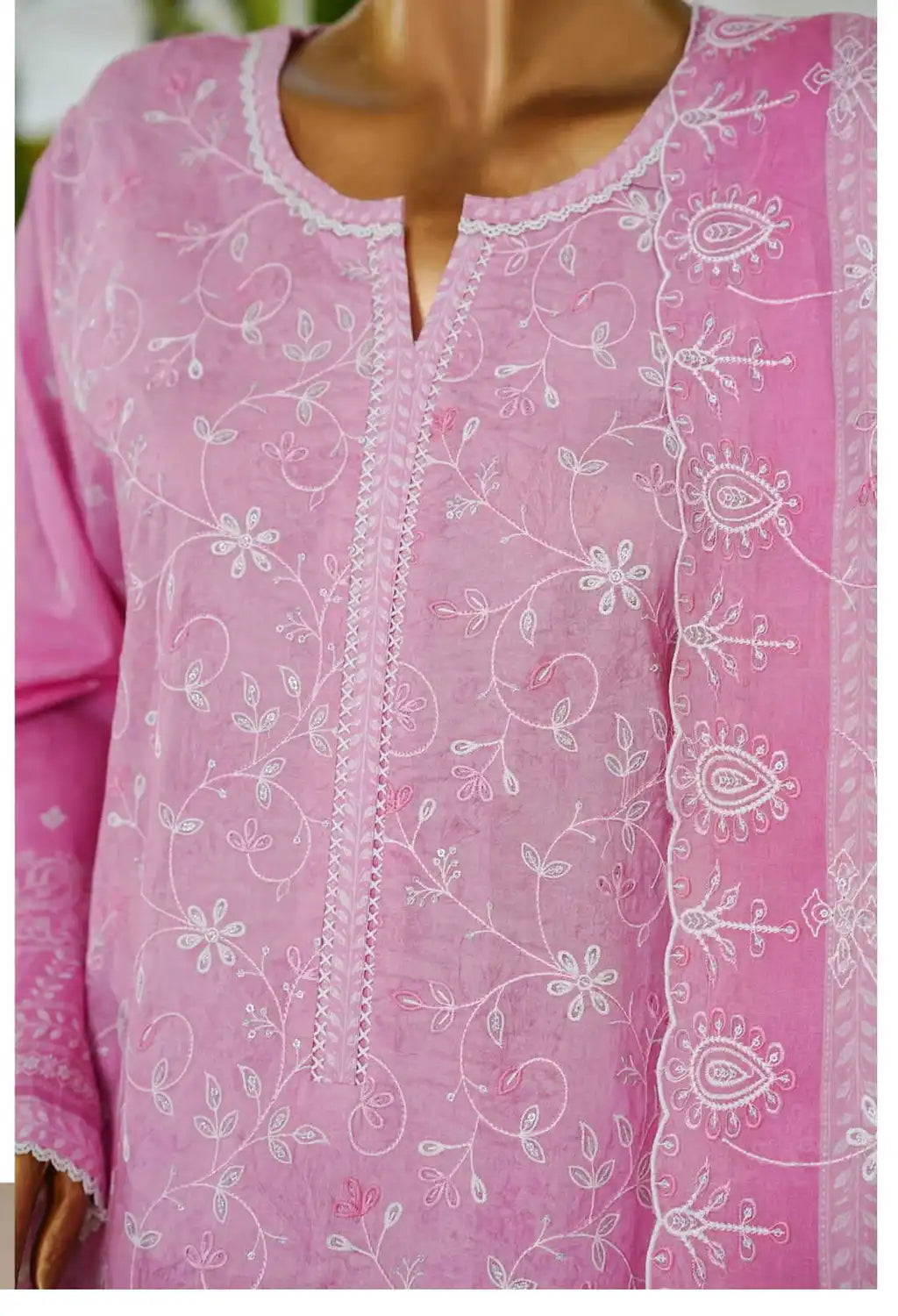 Binsaeed Stitched Pink Embroidered Lawn 3pc (NSM 0225-AED)