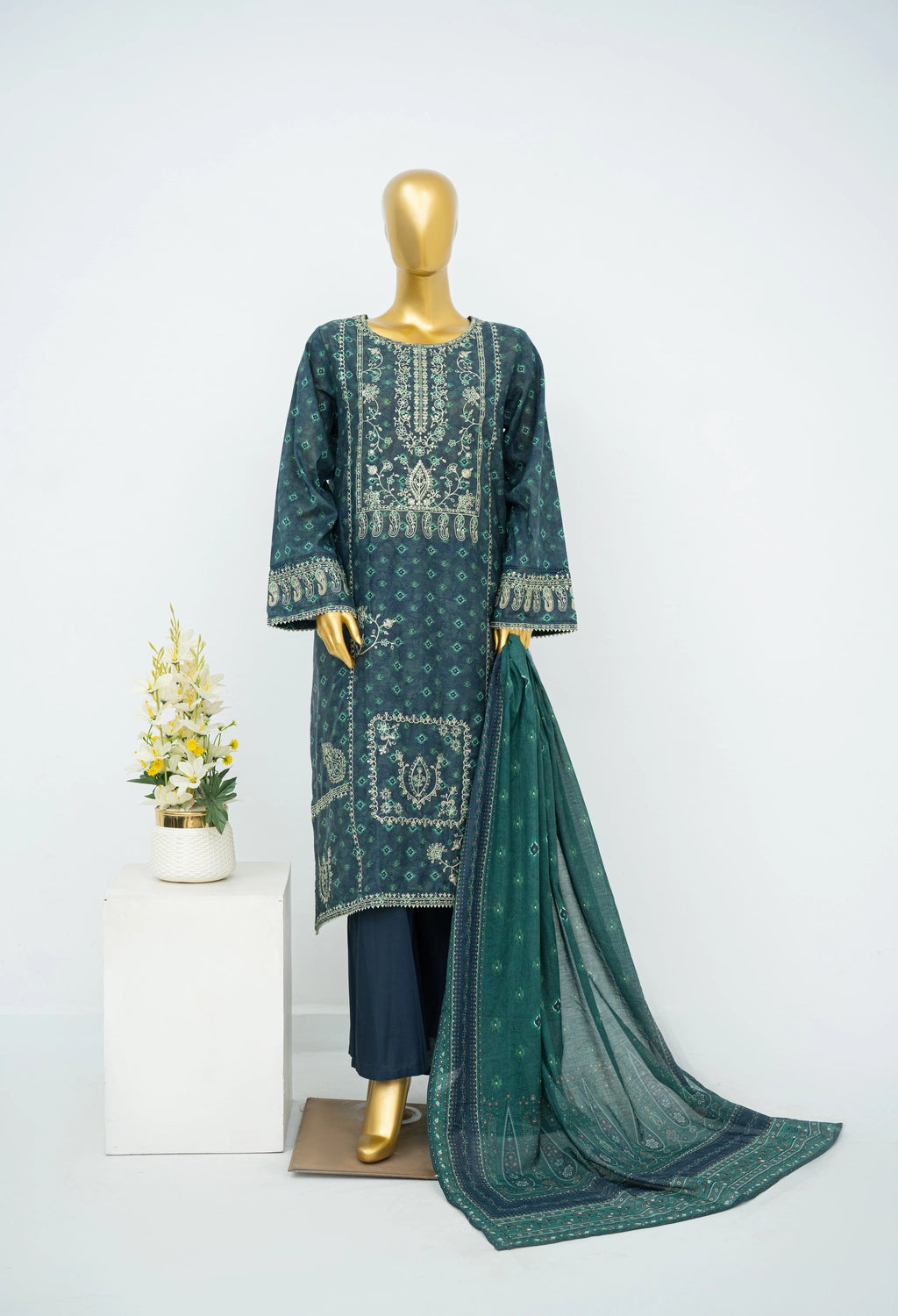 BIN SAEED EXCLUSIVE EMBROIDERED WITH BELLBOTTOM TROUSER 3PC COLLECTION