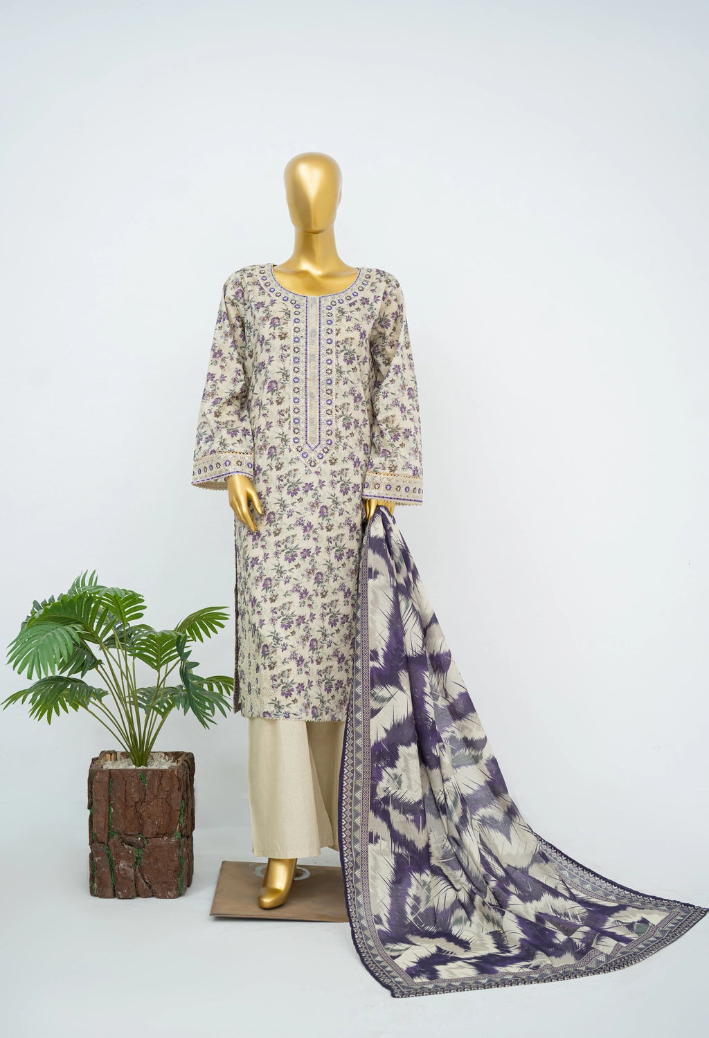 BIN SAEED EXCLUSIVE EMBROIDERED WITH BELLBOTTOM TROUSER 3PC COLLECTION