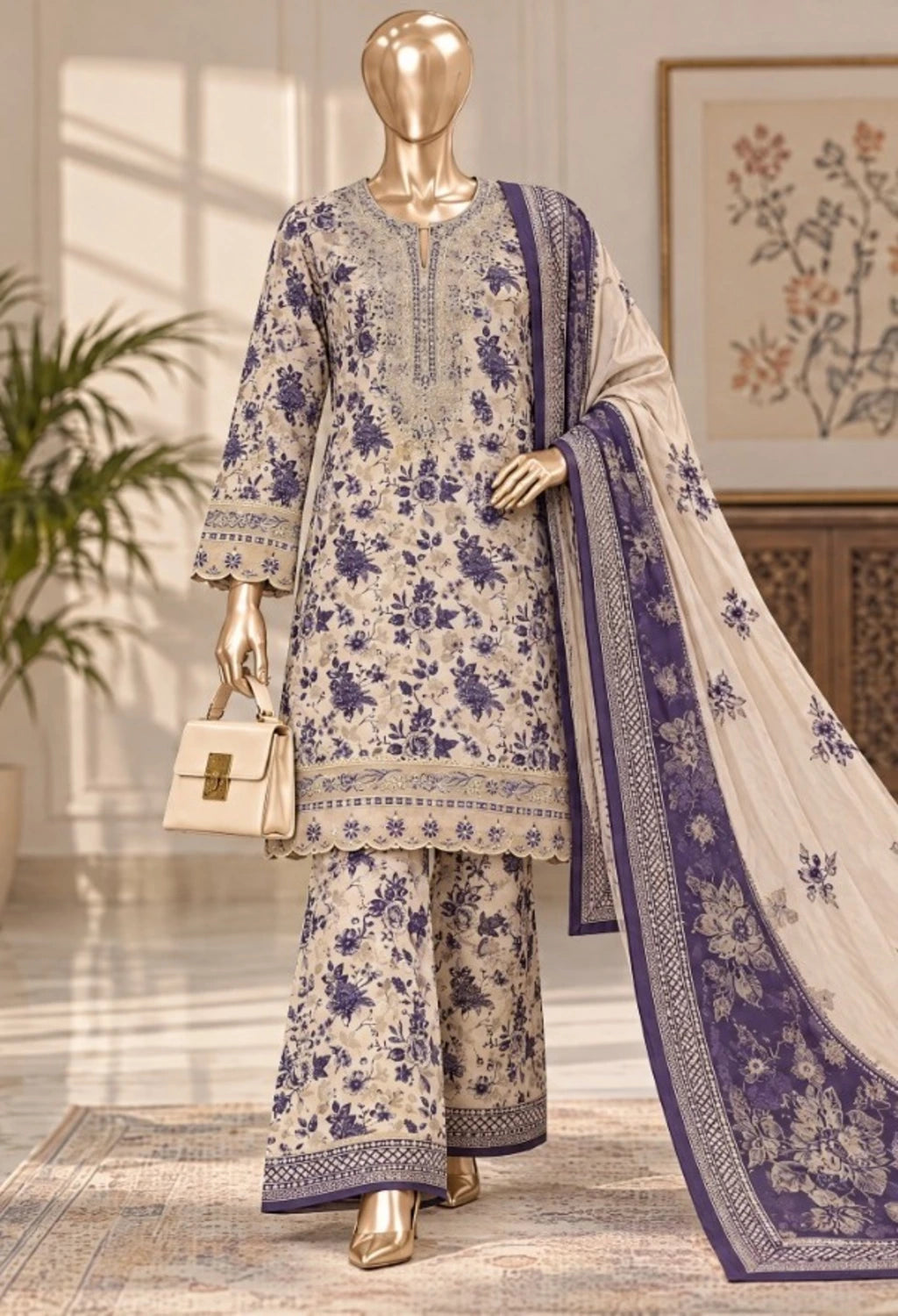 BIN SAEED EXCLUSIVE PRINTED 3PC SATAISH COLLECTION