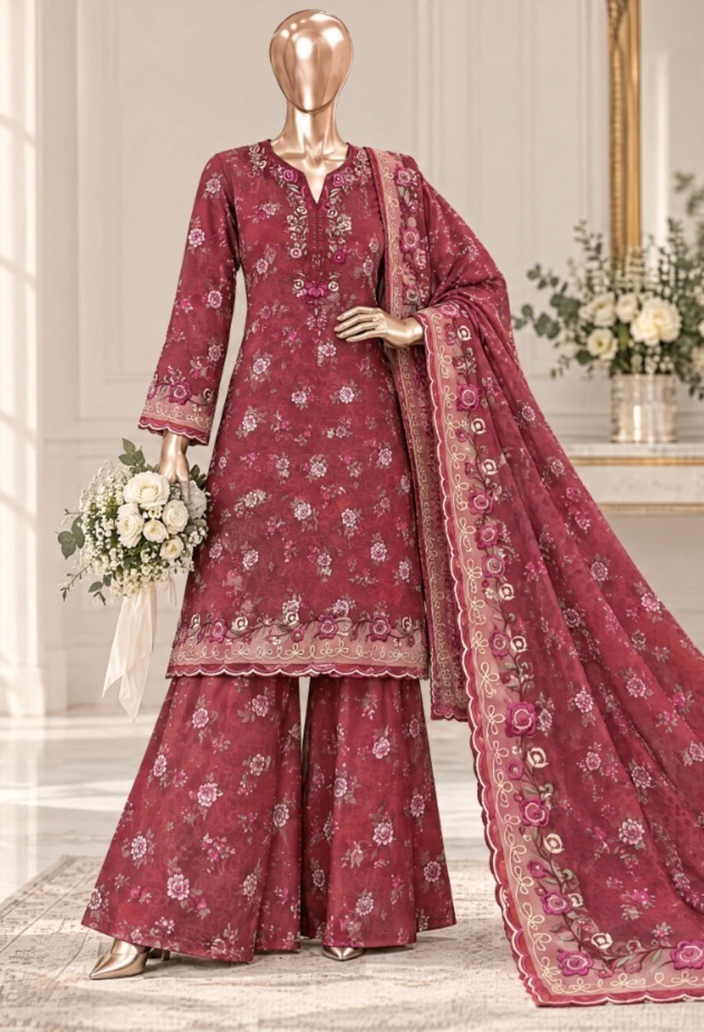 BIN SAEED EXCLUSIVE PRINTED 3PC SATAISH COLLECTION