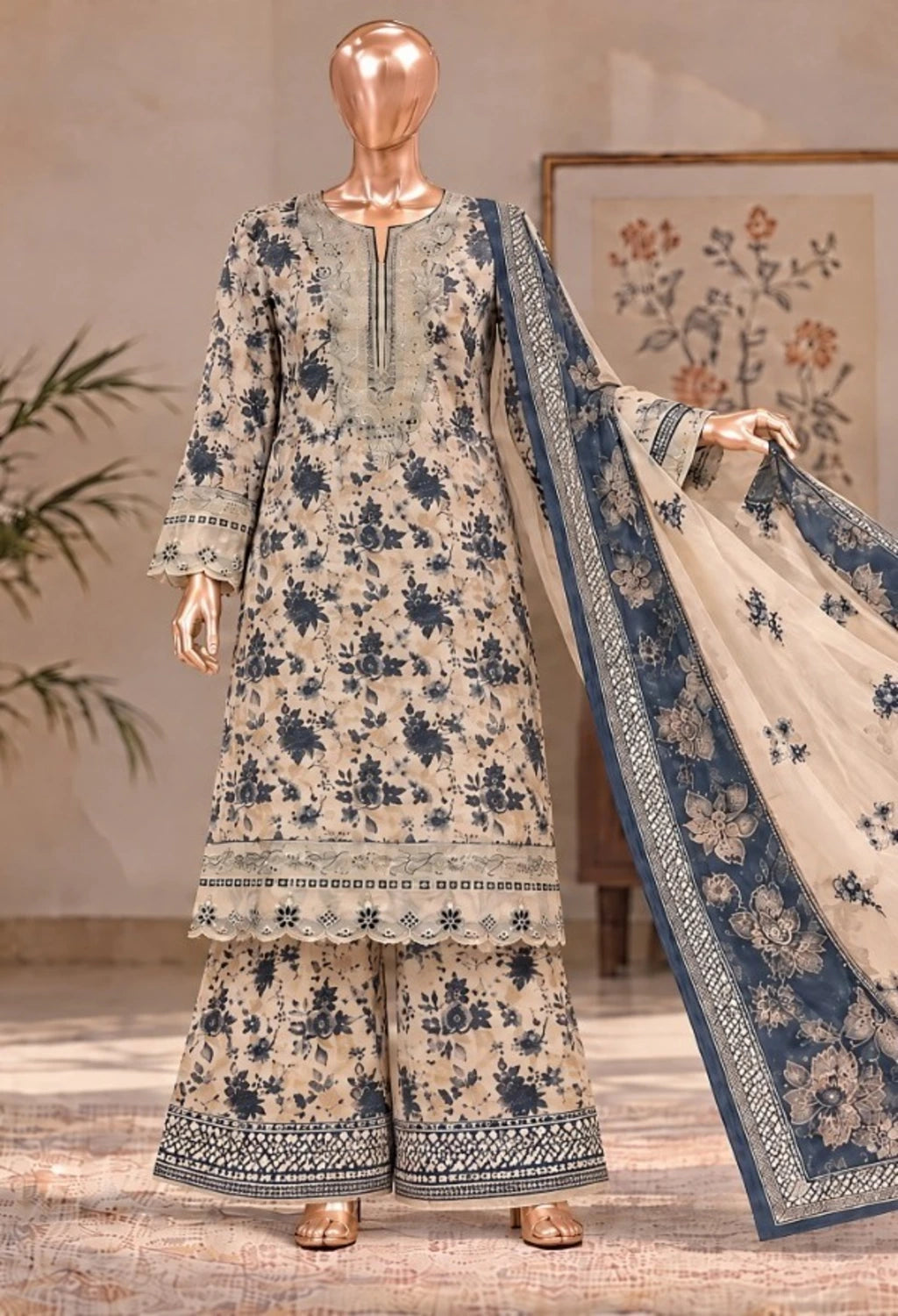 BIN SAEED EXCLUSIVE PRINTED 3PC SATAISH COLLECTION