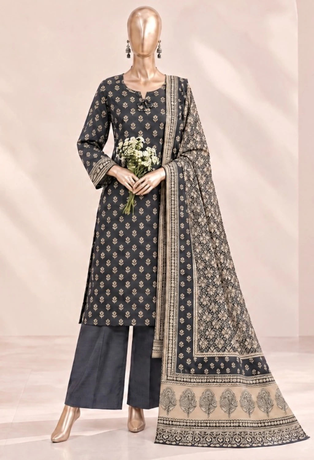 BIN SAEED PRINTED 3PC KHADDAR ROOHI COLLECTION