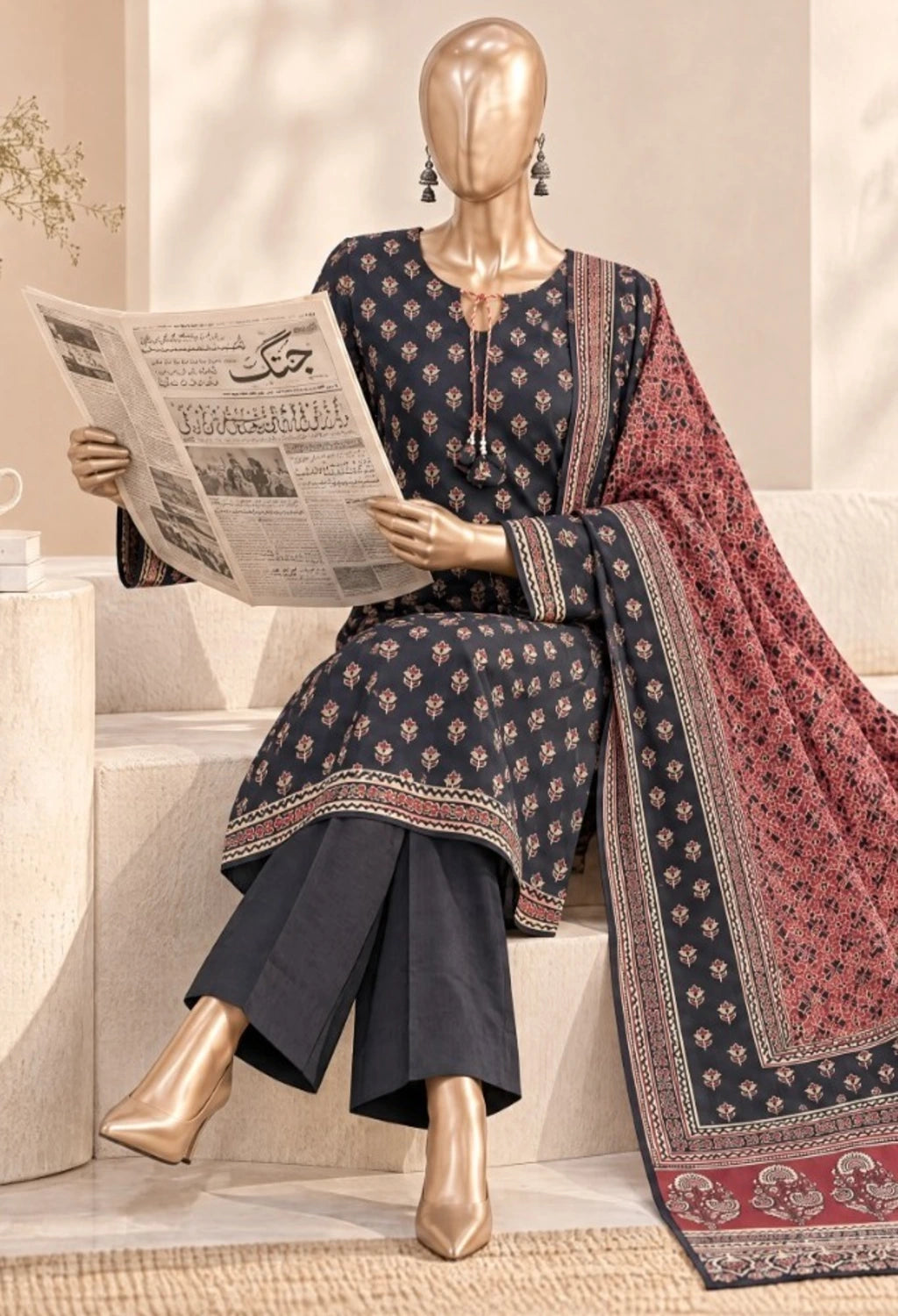 BIN SAEED PRINTED 3PC KHADDAR ROOHI COLLECTION