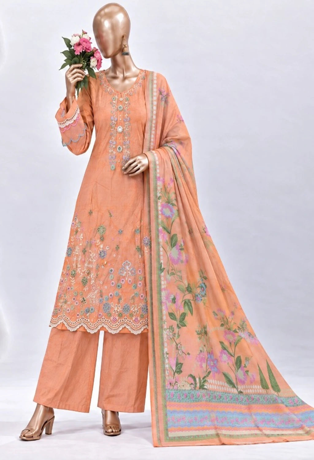 BIN SAEED EMBROIDERED SELF PRINT 3PC SEERAT COLLECTION