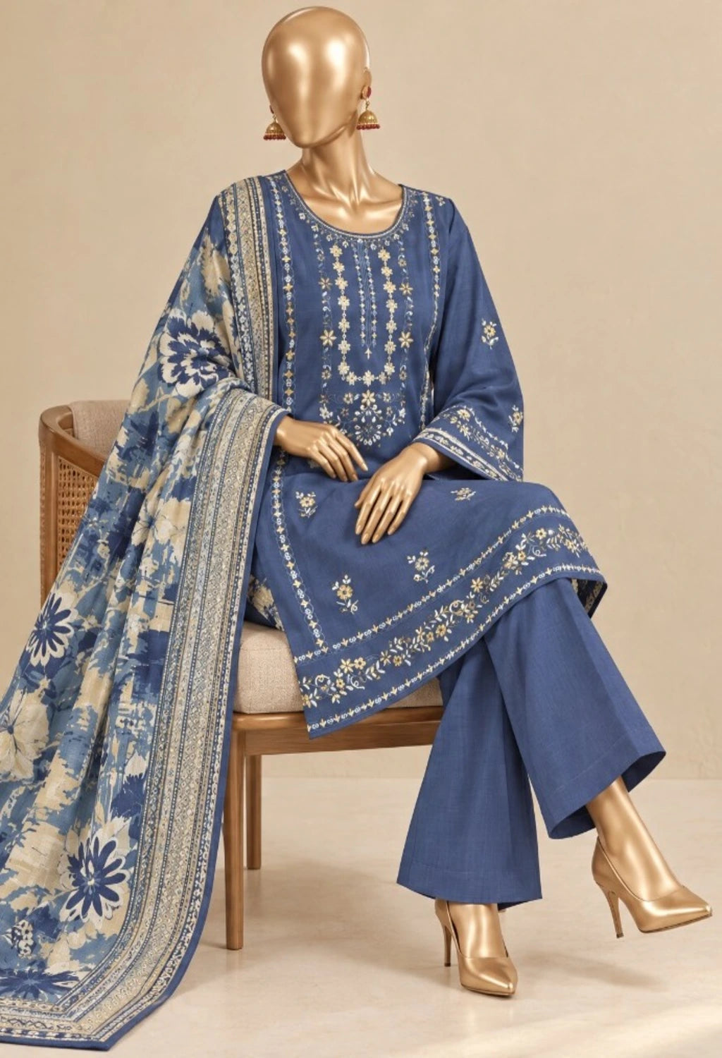 BIN SAEED EMBROIDERED 3PC KHADDAR KAWISH COLLECTION