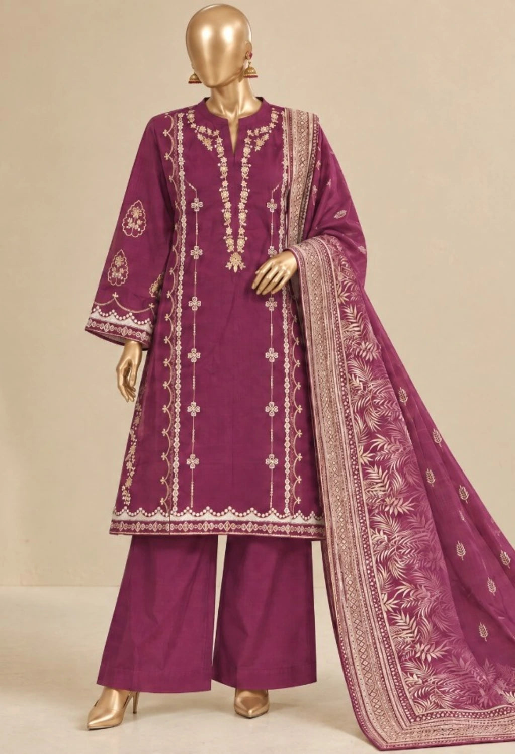 BIN SAEED EMBROIDERED 3PC KHADDAR KAWISH COLLECTION