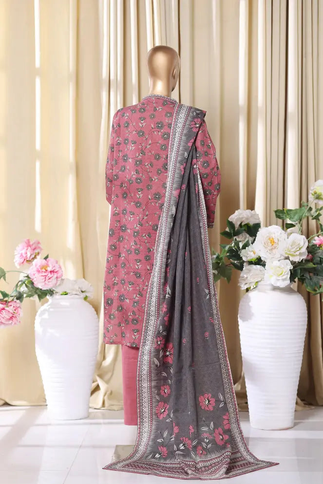 Pink Khaddar Printed 3 Piece (25KFPWK0150)