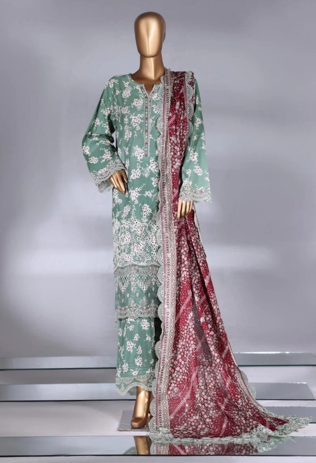 Binsaeed Lawn Embroided 3pc (NSM0186)