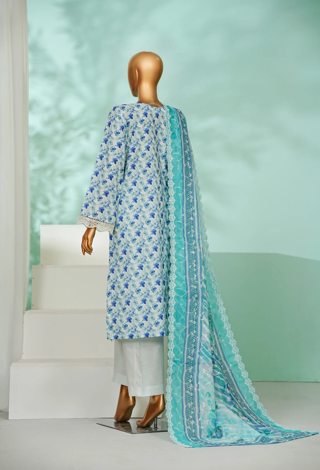 Binsaeed Lawn Embroided 3pc (Wc086)