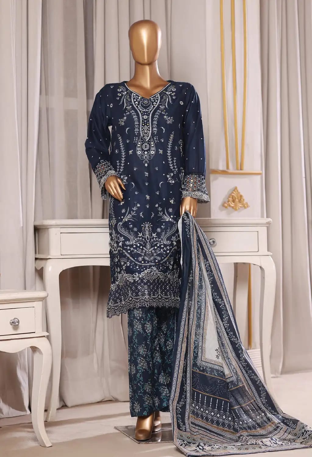 Binsaeed Lawn Embroided 3pc (NSM0152)