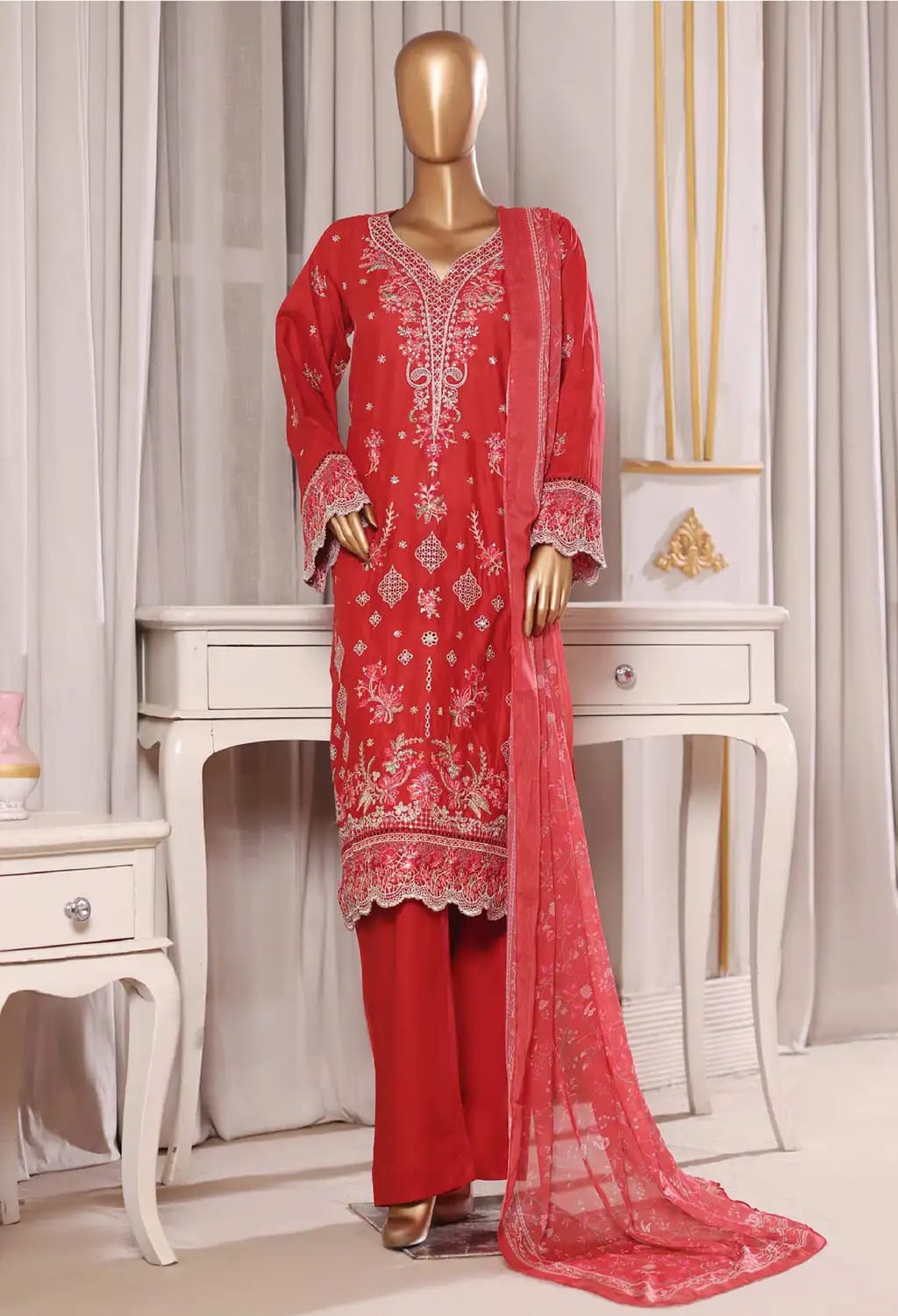 Binsaeed Lawn Embroided 3pc (LF015)