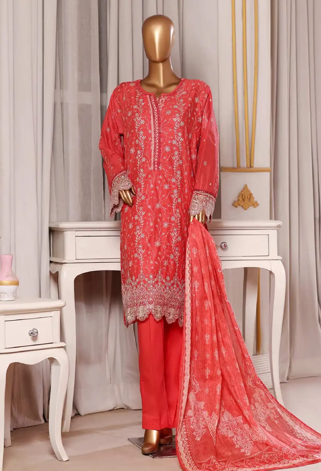 Binsaeed Lawn Embroided 3pc (NSM0782)