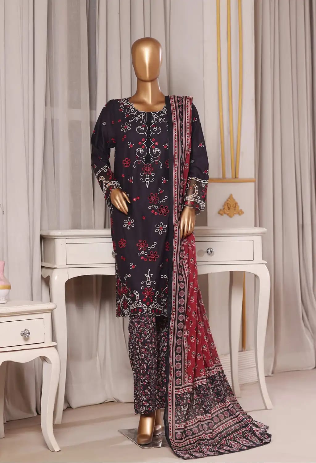 Binsaeed Lawn Embroided 3pc (NSM 041)