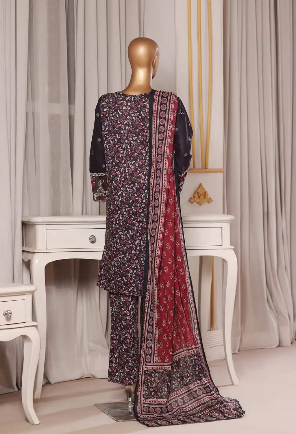 Binsaeed Lawn Embroided 3pc (NSM 041)