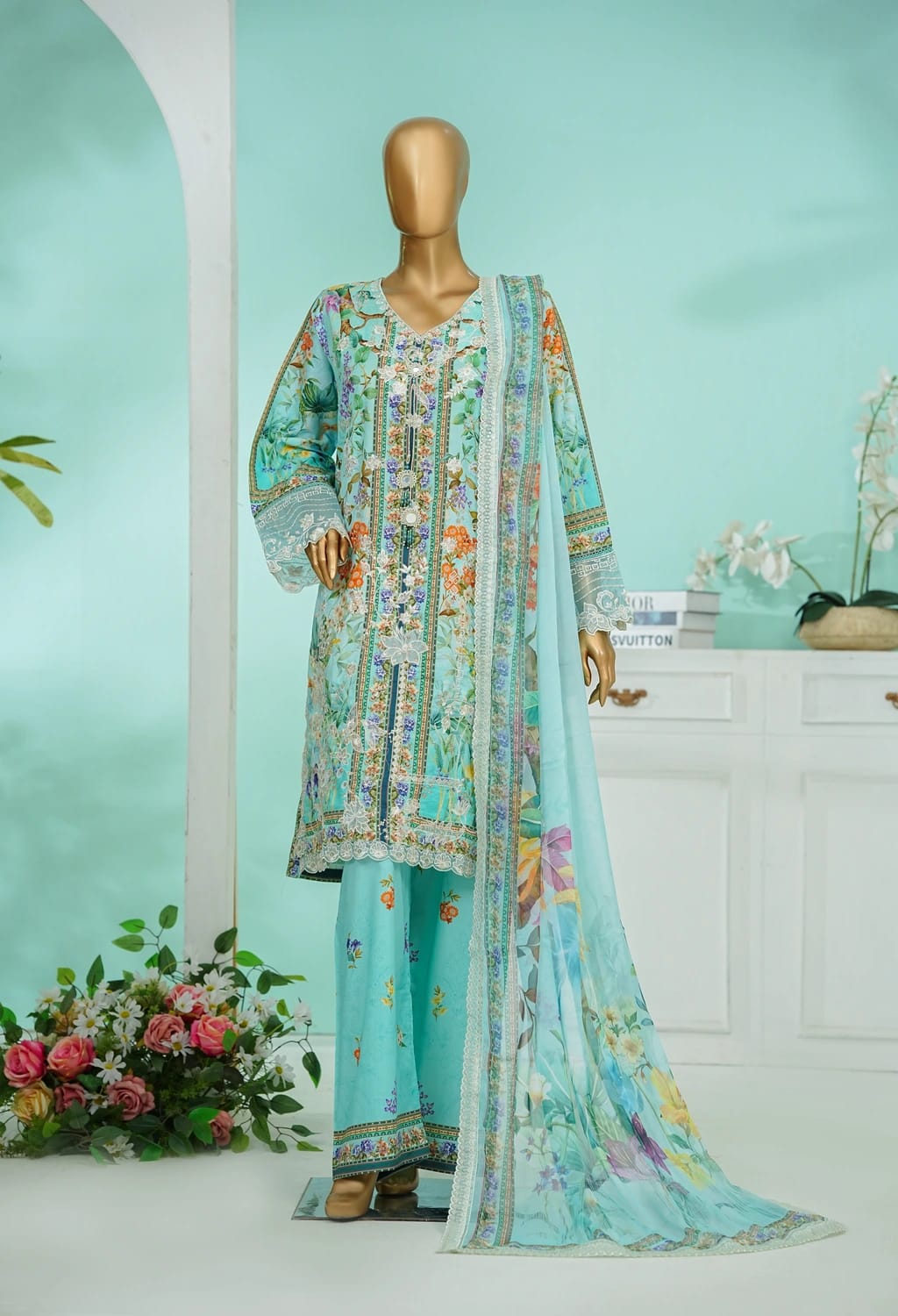 Binsaeed Lawn Embroided 3pc (WC 36)
