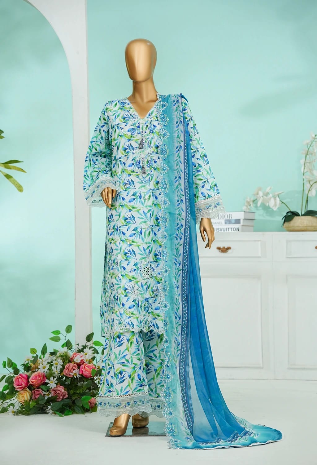 Binsaeed Lawn Embroided 3pc (WC 61)