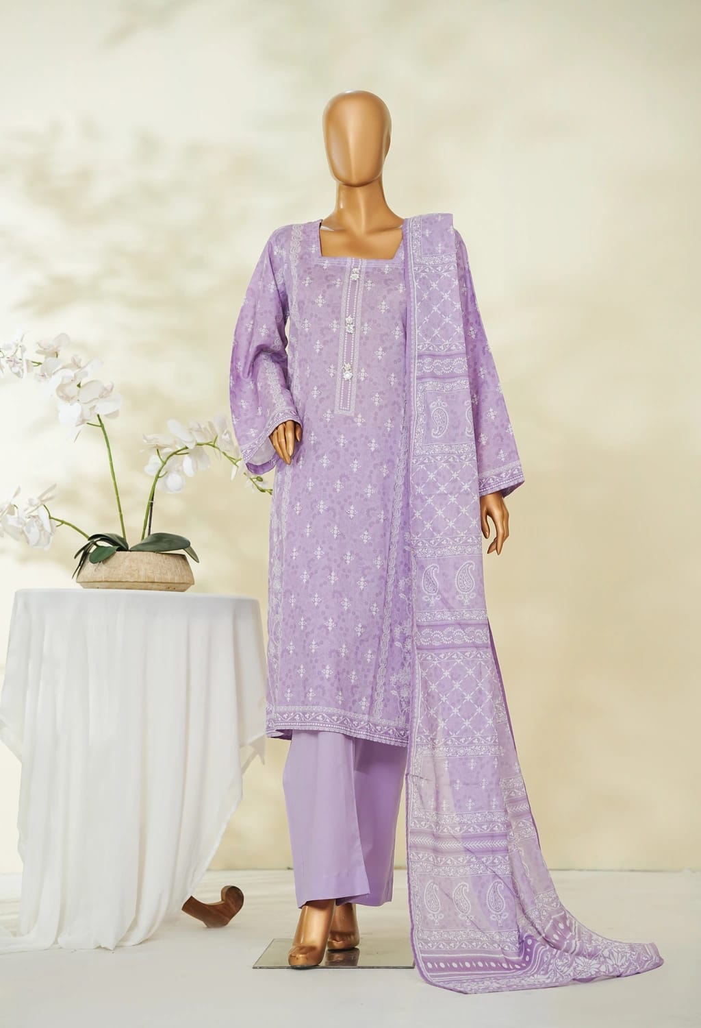 Binsaeed Lawn Printed 3pc (LSM136)