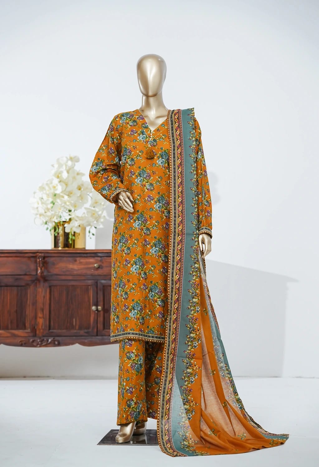 Binsaeed Lawn Printed 3pc (LSM0148)