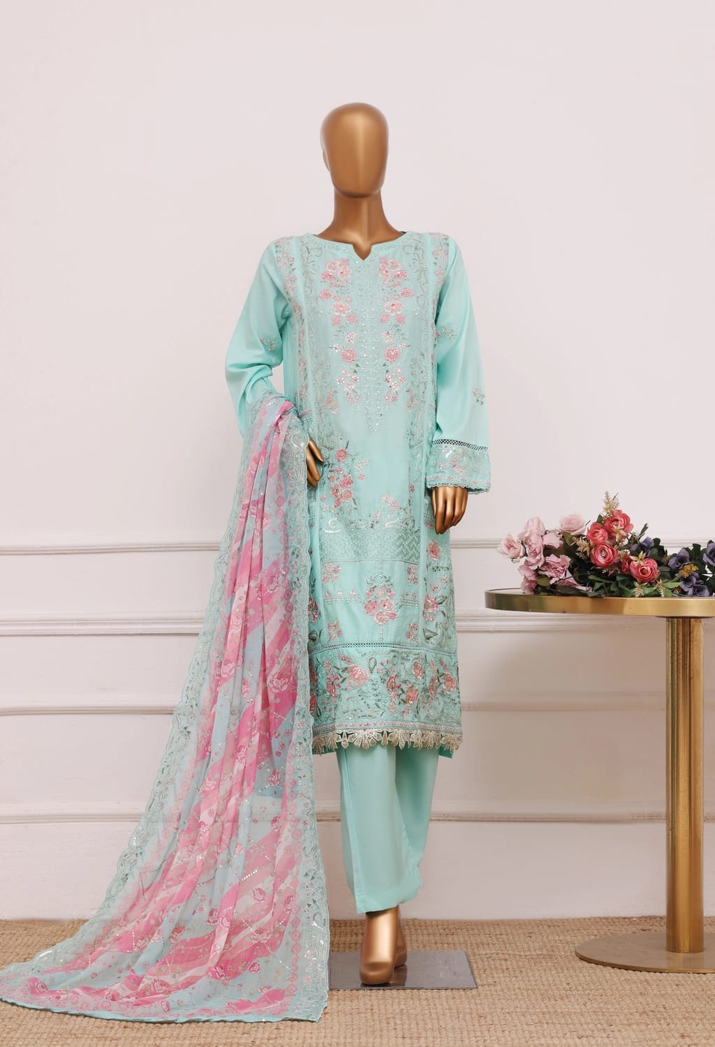 Binsaeed Lawn Embroided 3pc (D2555)