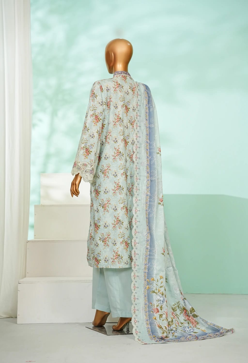 Binsaeed Lawn Embroided 3pc (Wc080)