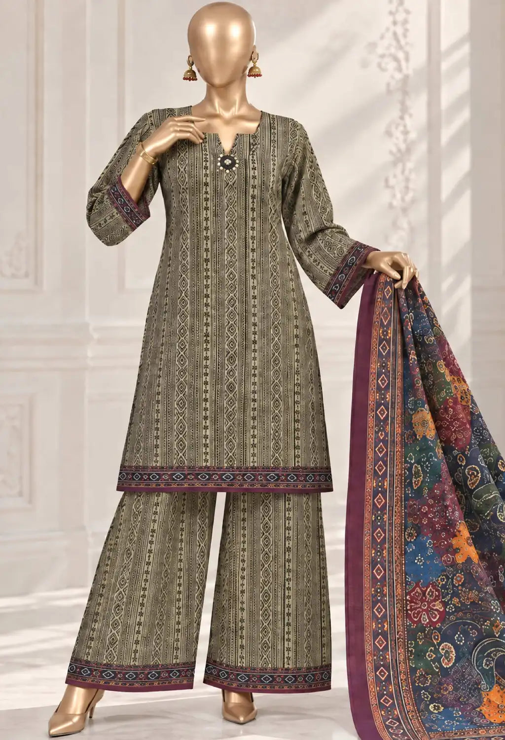 BIN SAEED PRINTED 3PC KHADDAR AURELIA COLLECTION