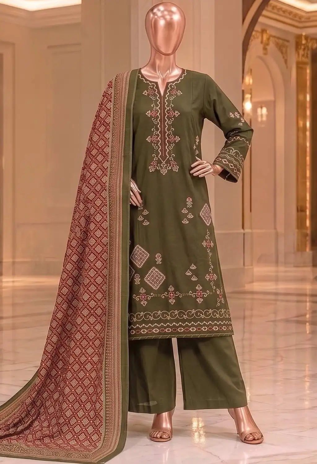 BIN SAEED 3PC EMBROIDERED KHADDAR AYZEL COLLECTION