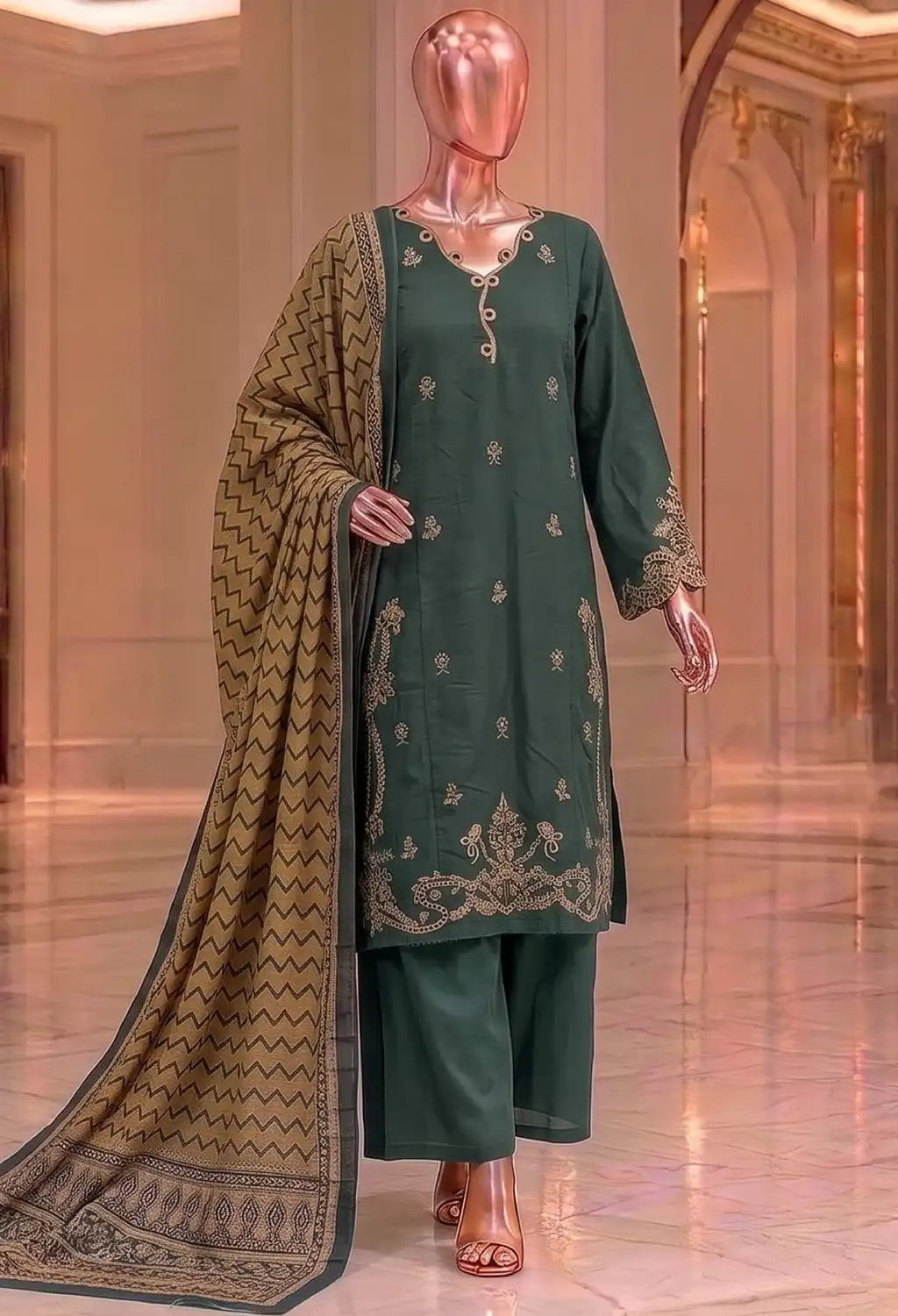 BIN SAEED 3PC EMBROIDERED KHADDAR AYZEL COLLECTION