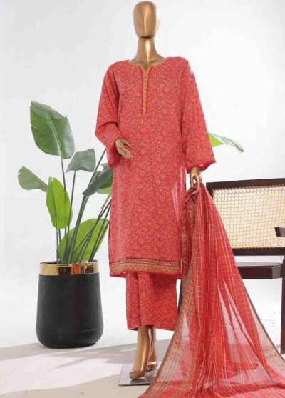 Bin Saeed SM-0135 Elegant 3 Piece Ready to Wear Printed Suit with printed dupatta, shirt, and trouser for women in Pakistan