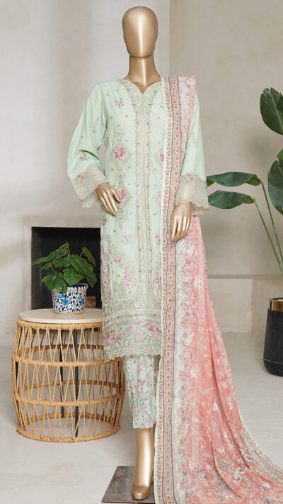 Binsaeed NSM005 Embroidered Dupatta Printed Back